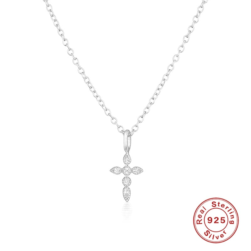 Sterling Silver Necklaces Charms for Women Crystal Cross
