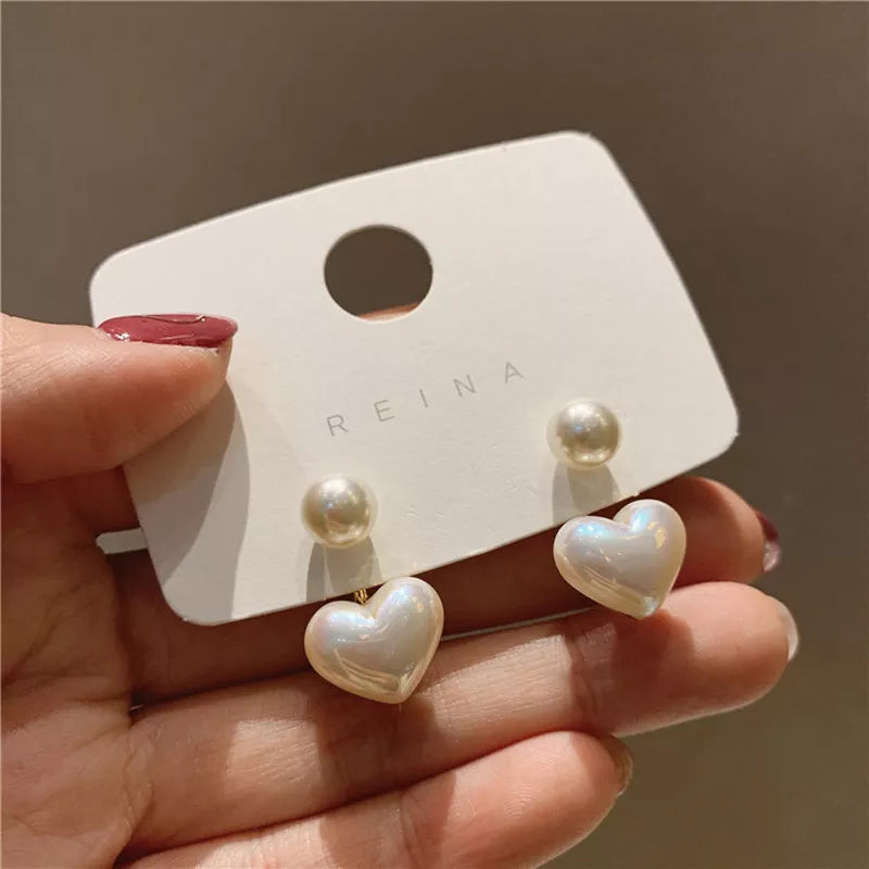 New Fashion Contracted Heart Pearl Fine Earrings