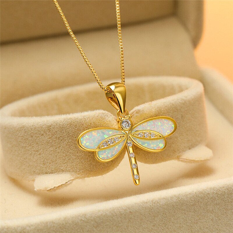 Stainless Steel Butterfly Necklace Aussie Opal Pendant