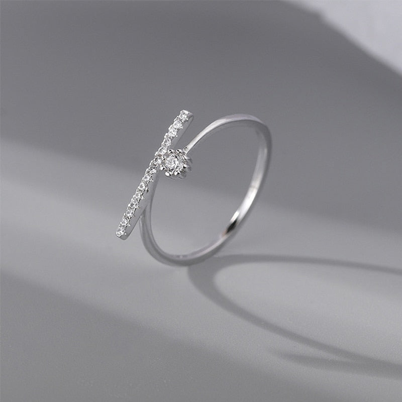 2023 New 925 Sterling Silver Geometric Flash Diamond Open Ring Fashion Personality Index Finger Ring